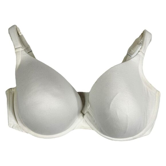 Cacique‎ Plus Size 44F Bra Cotton Boost Plunge Knit Stretch White Solid 865 - Picture 7 of 7